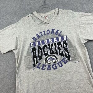 Vintage Colorado Rockies 1993  T-Shirt Men's Large Gray MLB Thrashed Distressed